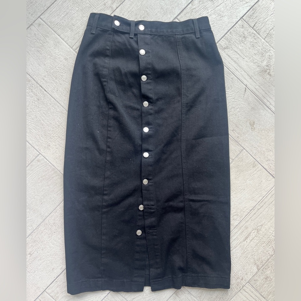 SHEIN Mod Women’s Button Front Denim Skirt Black
